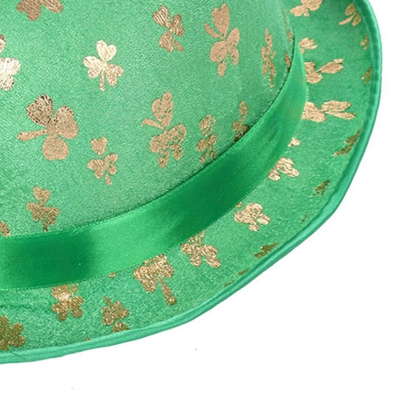 Patrick Day Green Fedora Hat Glittering Shamrock Hat Irish National Day Celebration Party Hat Props Carnival Accessory