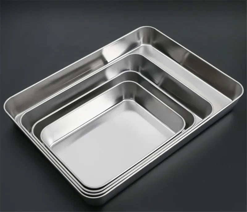 304 Stainless Steel Baking Tray Plate Bbq Tray With Removable Cooling Rack Set Baking cake Pan Sheet Non Toxic Oven Dishwasher