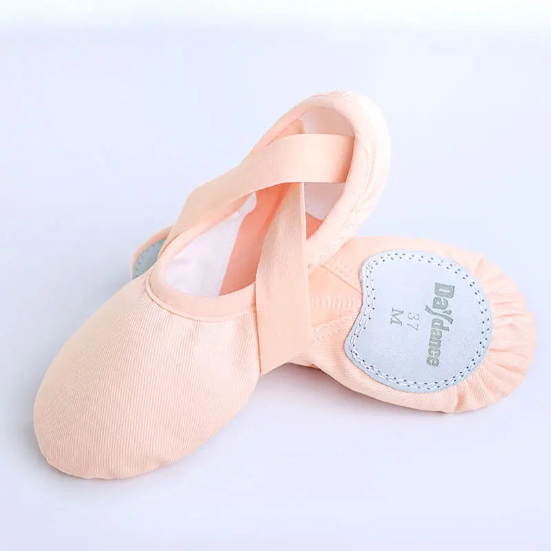 Women's Twill Elastic Ballet Dance Shoes Single Shoelace Soft Sole Dance Training Slippers