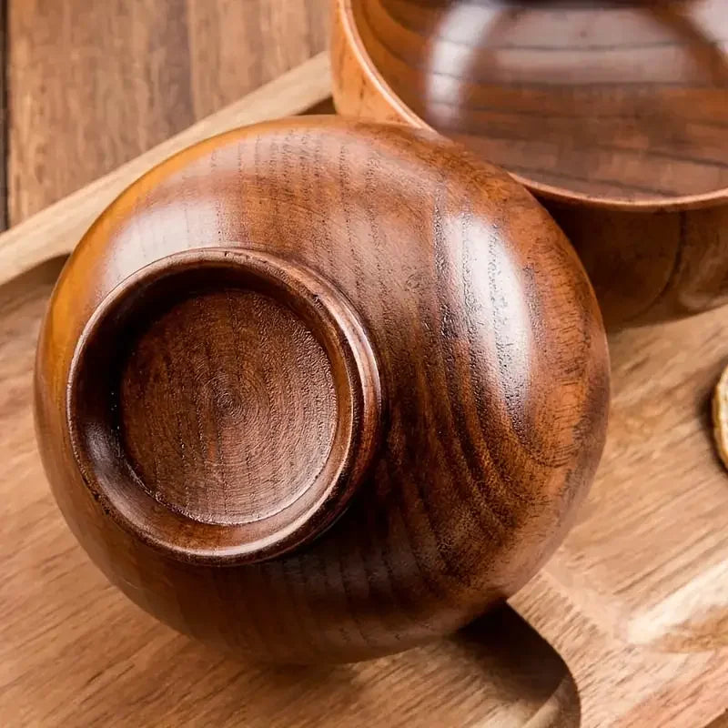 Natural Wooden Bowl Japanese Wood Rice Soup Bowl Salad Bowl Food Container Large Small Bowl for Kids Tableware Wooden Utensils