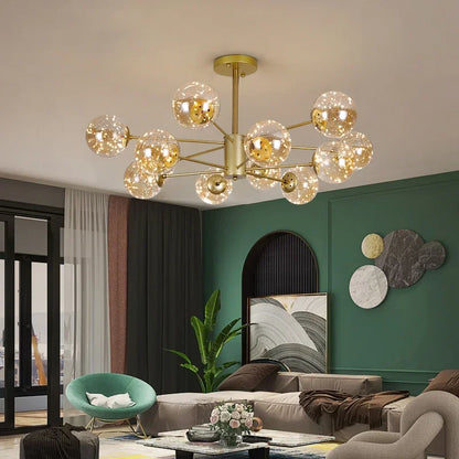 Nordic Branch Glass Ball Led Chandeliers Dimmable for Living Room Bedroom Dining Table Ceiling Pendant Lamp Home Decor Light