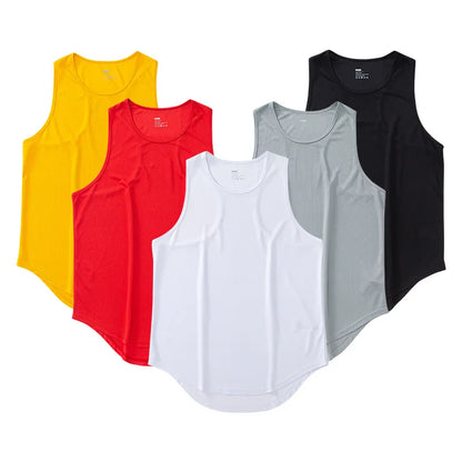 Solid Running T-shirts Men Sleeveless Shirt Fitness Vest Skinny Tee Tops Male Tights Rash Guards Football Soccer Jerseys Uniform