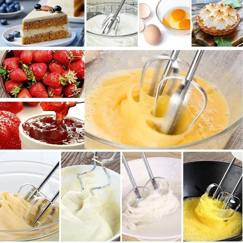 Handheld Electric Egg Beater Household Automatic Mixer Egg White and Cream BeaterMini 7-speed White