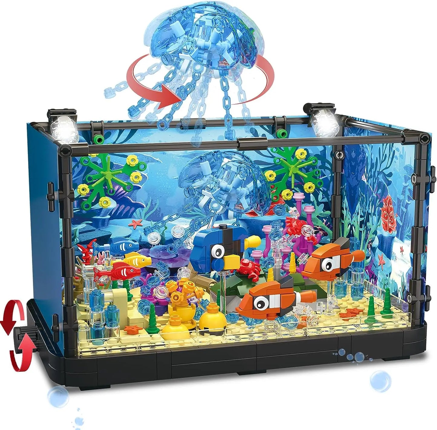 MOC Ocean Fish Tank Aquarium Building Block Set Turtle Fish Tank Brick Children's DIY Toys Home Decoration Birthday Gift