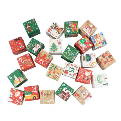 24PCS 1-24 Christmas Advent Calendar Gift Box Kids Xmas New Year Candy Cookies Wrapping Paper Box Christmas Gift Box Home Decor