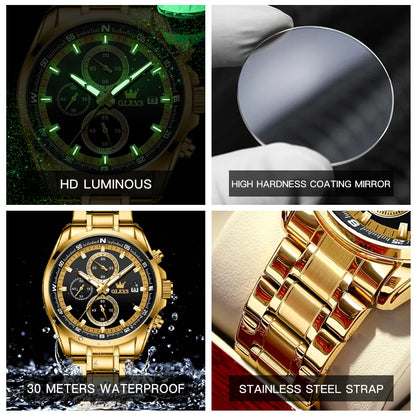 OLEVS Quartz Men's Watch Top Class Classic Stainless Steel Waterproof Luminous Watch Fashion Luxury Multifunctional Men's Watch