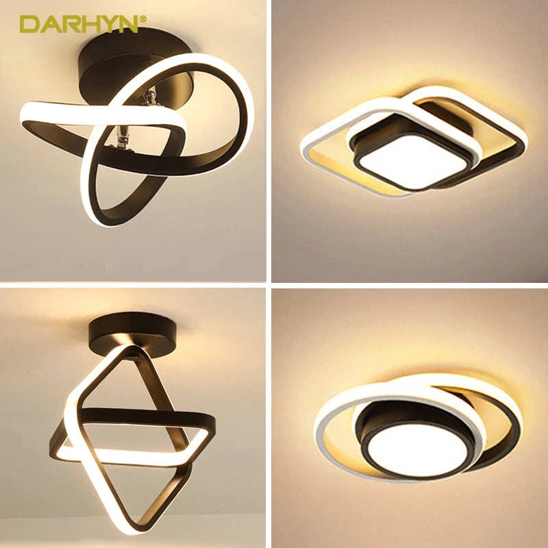 Small Modern LED Ceiling Light 2 Rings Creative Design Ceiling Lamp Indoor Lighting Fixtures Hallway Balcony Aisle Office Lustre