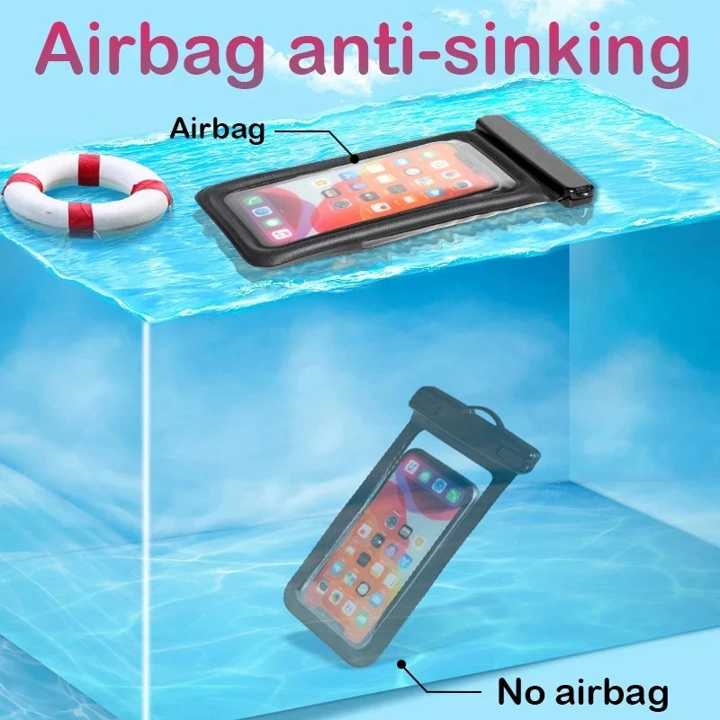 Universal IP68 Waterproof Case For iPhone 15 14 13 12 11 Pro Max Xiaomi 14 Plus Samsung S24 Ultra Air Bag Cover Phone Accessory