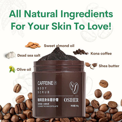 Organic Body Arabica Coffee Scrub Brightening Smooth Exfoliating For Anti Cellulite Moisturizing Body, Face, Hand, Foot Scrub 240g