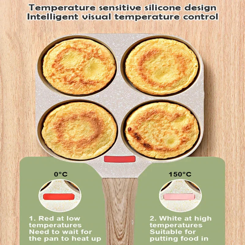 4hole Omelet Pan Frying Pot with Lid Thickened Steak Cooking Pan Bread Breakfast Maker Induction universal Nonstick Egg Pancake