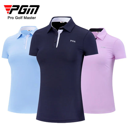 PGM Women's Golf Short-Sleeved Polo Shirt Quick-Dry Breathable