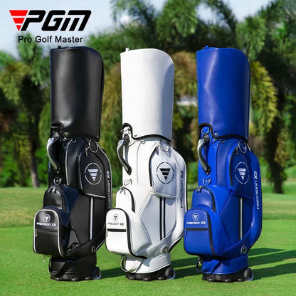 PGM Golf Standard Ball Bag Professional Leather PU Waterproof Golf Cart Club Airbag High Capacity Package With Wheel QB029