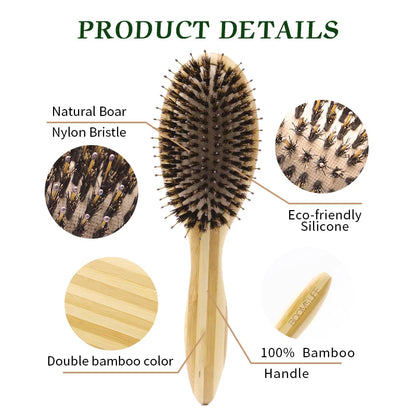 Boar Bristle Hair Brush Bamboo Hair Brush Natural Boar Hair Brush