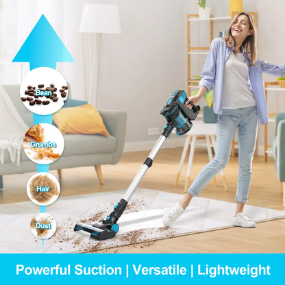 INSE Cordless Vacuum Cleaner, 20KPa Stick Vacuum up to 40min Runtime, 6-in-1 Cordless Stick Vacuum for Household Cleaning