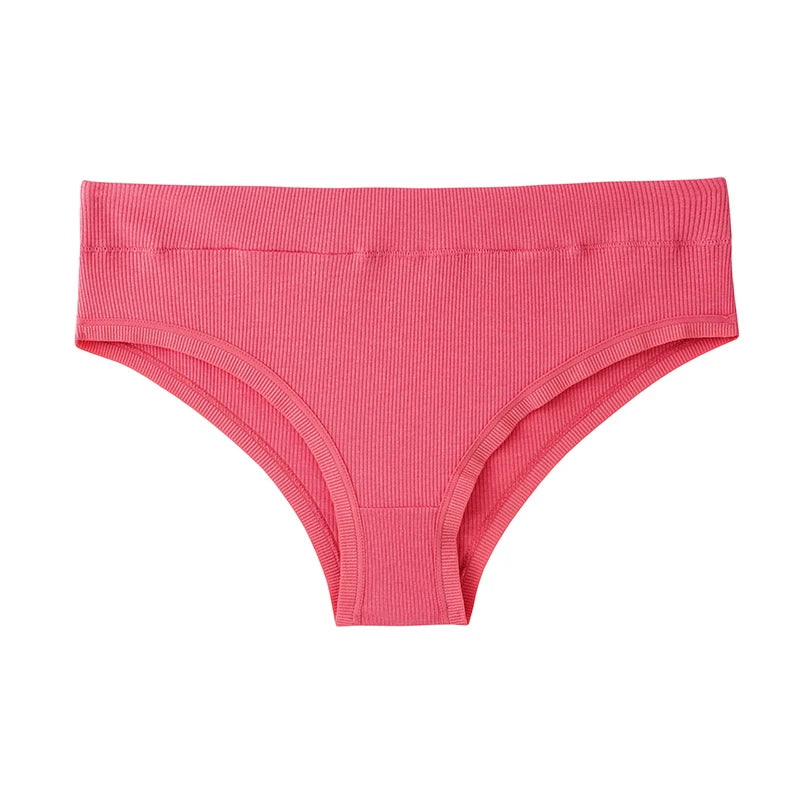 100% cotton women's underwear elastic panty antibacterial thong mid waist solid color briefs