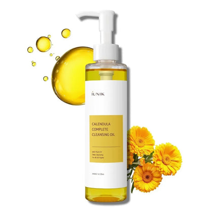 IUNIK Calendula and Jojoba Infused Vegan Cleansing Oil Gentle Blackhead and Makeup Remover Cleanser Korean Skincare