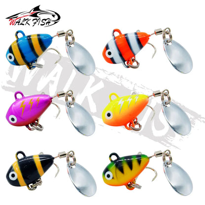 WALK FISH 1PCS New Metal Mini VIB With Spoon Fishing Lure 10g 2.1cm Fishing Tackle Pin Crankbait Vibration Spinner Sinking Bait