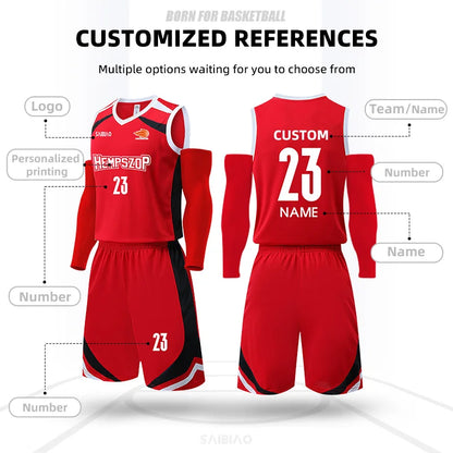 Basketball Jersey Customize Adult Kid Quick-drying Training Uniform Shirts Sleeveless Sportswear Tracksuit Sport Suit Clothing