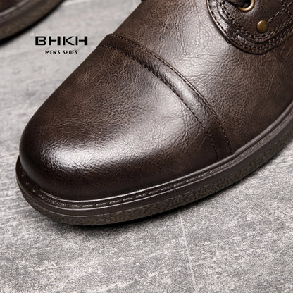 BHKH Winter Men Boots Lightweight Lace-up Ankle Boots Comfy Office Work Casual Formal Footwear Brand Man Shoes