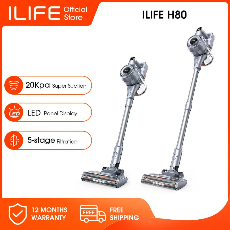 ILIFEH70/H80 Cordless Handheld Vacuum Cleaner Robot,21kPa Suction 1.2L Dust Cup,40Mins Time,LED Illuminate,Removable Battery