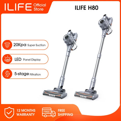 ILIFEH70/H80 Cordless Handheld Vacuum Cleaner Robot,21kPa Suction 1.2L Dust Cup,40Mins Time,LED Illuminate,Removable Battery