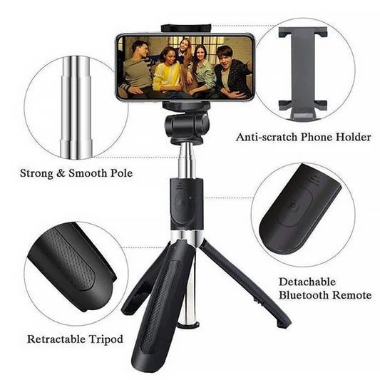 H1 Wireless Bluetooth Selfie Stick tripod monopod stand Phone holder for Outdoor travel 3 IN 1