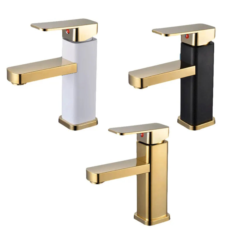 RETHME Gold faucet bathroom faucet metal stainless steel handle hot and cold mixer faucet square faucet beautiful bathroom