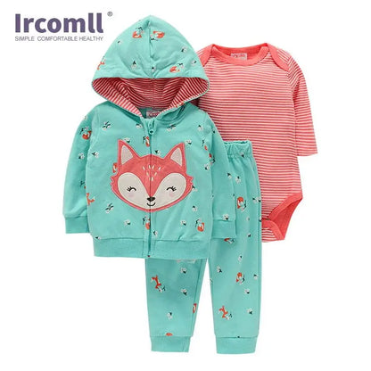 Ircomll Baby Clothes Set for Newborns Toddler Girl Boy Clothes Hooded Jacket Trousers + Bodysuits 3pcs Child sets Infant Outfits