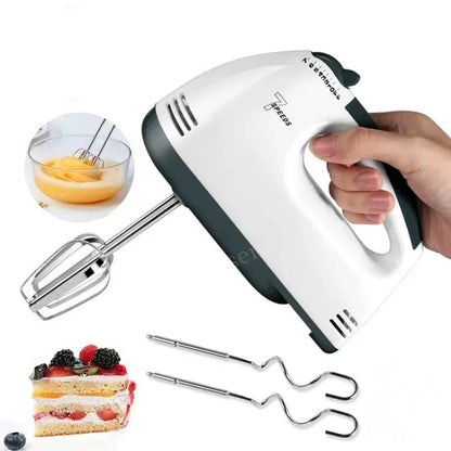 Handheld Electric Egg Beater Household Automatic Mixer Egg White and Cream BeaterMini 7-speed White