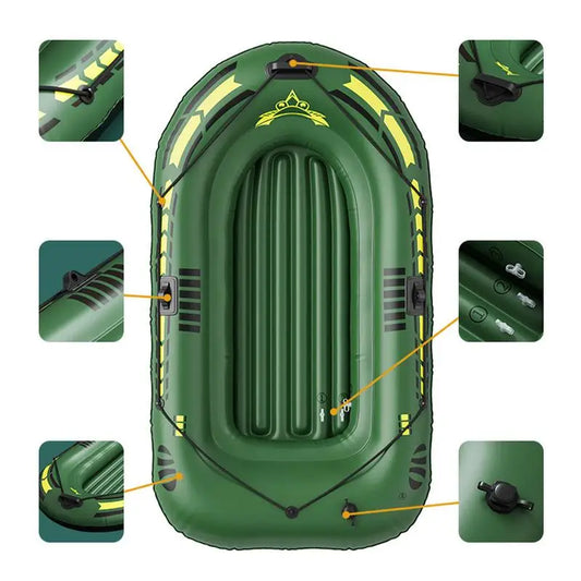 Inflatable Boat with Air Pump and Paddles, PVC Canoe Kayak Rubber Dinghy, Thick and Foldable Drifting Boat For Adults Fishing ﻿