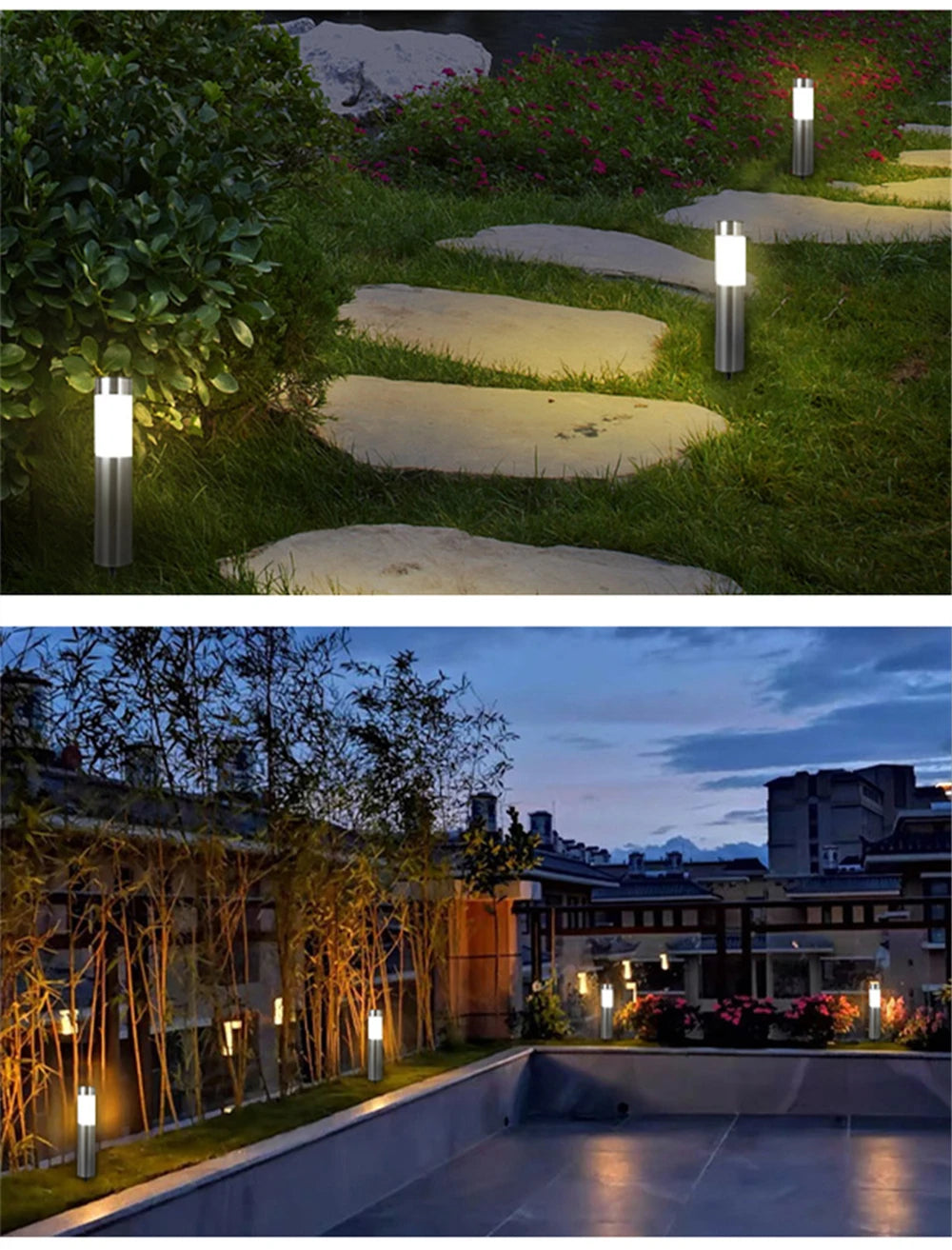 1/2/4 Pack Solar Garden Pathway Lights Outdoor LED Lighting Ground Plug Bollard Light for Patio, Gardens, Pathways,Lawn,Yard