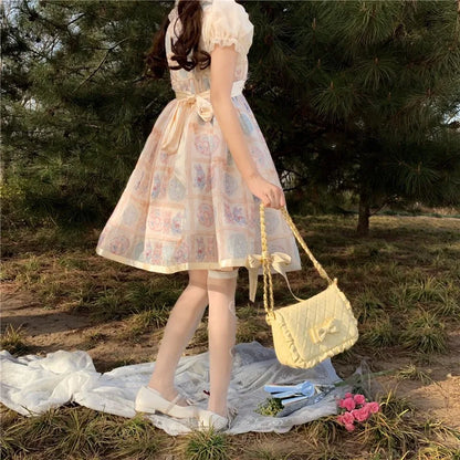 JIAERDI Harajuku Sweet Lolita Handbag Women Japanese Solid Color Chain Plaid Shoulder Bag Ladies Kawaii Underarm Bag