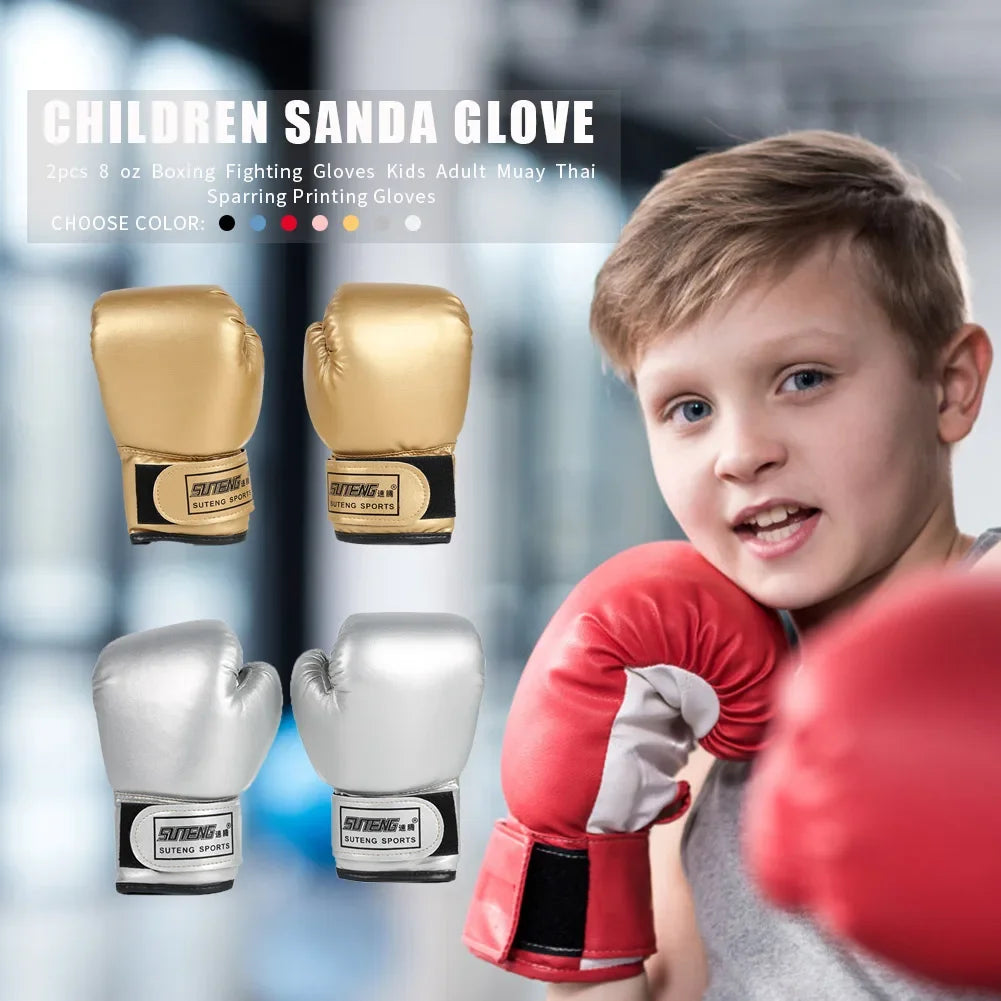 2pcs Kids Boxing Gloves PU Leather MMA Fighting Gloves Punching Bag Kickboxing Thai Gloves Professional for Kids Child Training