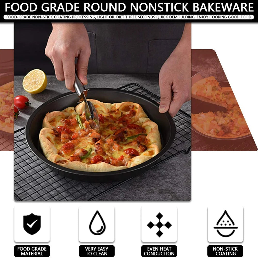 Carboon Steel Non-stick Pizza Pans Nonstick Cake Pan Round Pizza Tray Baking Mold Sheets Dough Pie Mould Bakeware Kitchen Tool