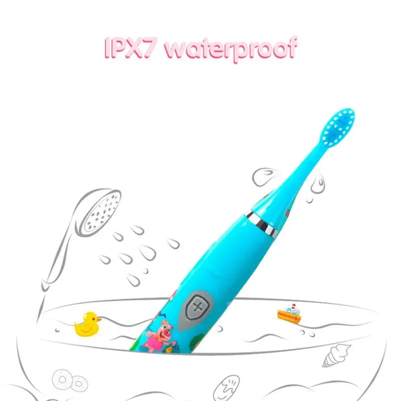 Children Sonic Electric Toothbrush Colorful Cartoon For Kids USB Rechargeable Soft Automatic Waterproof With Replacement Head