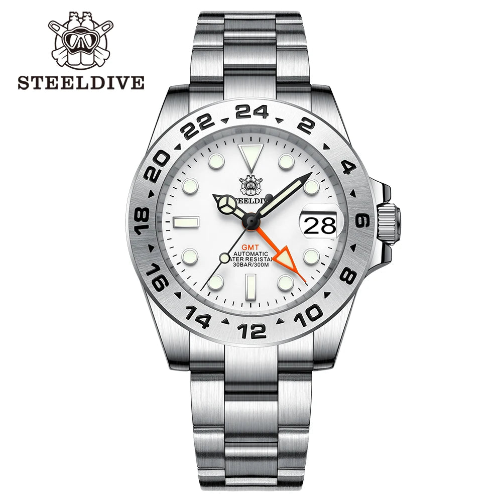 STEELDIVE Official GMT SD1992 Fashion Watches Steel Bezel 4 Pointers NH34 Movement Super Luminous Dive 300M Waterproof Watch