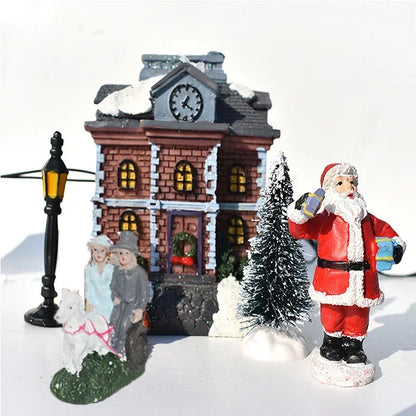 10 Pcs/set Christmas Ornaments Luminous House Small House Decoration Santa Claus Suit Gift Gift Decorations for Home