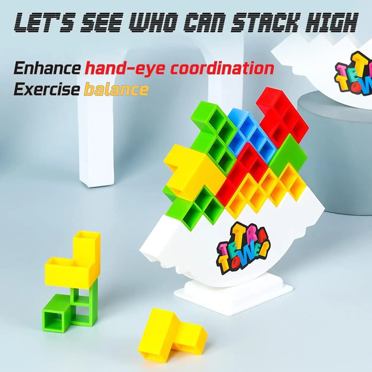 48-64PCS Tetra Tower Balance Stacking Building Blocks Board Game for Kids Adults Friends Team Family Game Kids Gifts