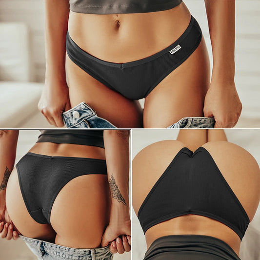 FINETOO 3PCS/Set Panties Women Cotton Lingerie Female Thongs Sexy Underwear Low-Rise Underpant Bikini Brazilian Briefs