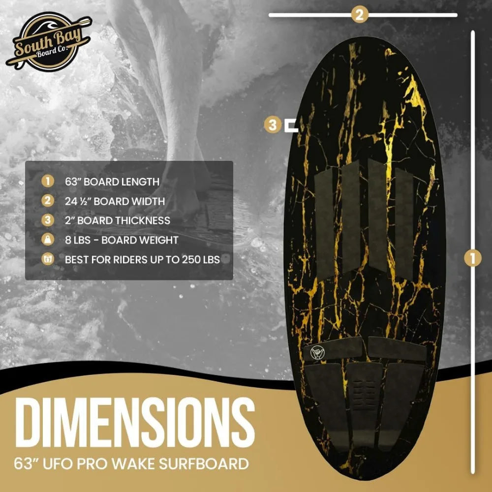 63” Wakesurf Board - Best Performance Wake Surfboards for Kids & Adults - Durable Compressed Fiberglassed Wake Surf Board