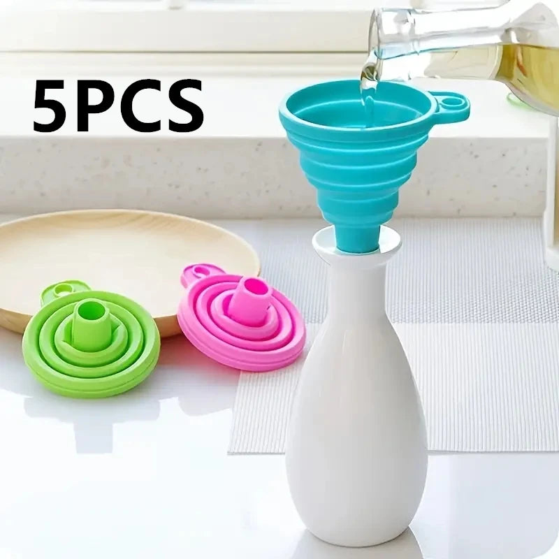 Silicone Folding Funnel Multifunctional Portable Mini Kitchen Retractable Oil Leak Household Liquid Dispenser Kitchen Utensils