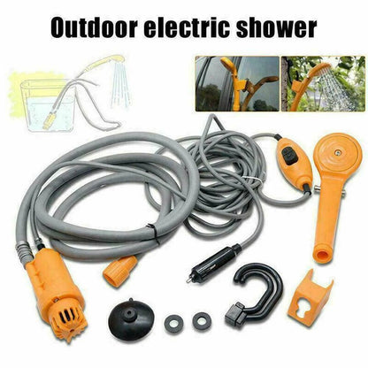 Portable Camping Shower Hiking Travel 12V Car Cigarette Lighter Outdoor Bath Shower of Plant Watering Car Cleaning Pet Bath Pump