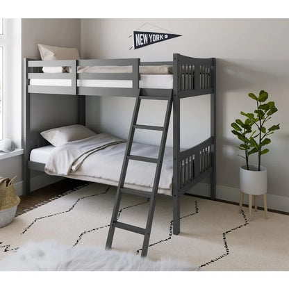 Storkcraft Caribou Twin-over-Twin Bunk Bed (Gray) – GREENGUARD Gold Certified, Converts to 2 individual twin beds