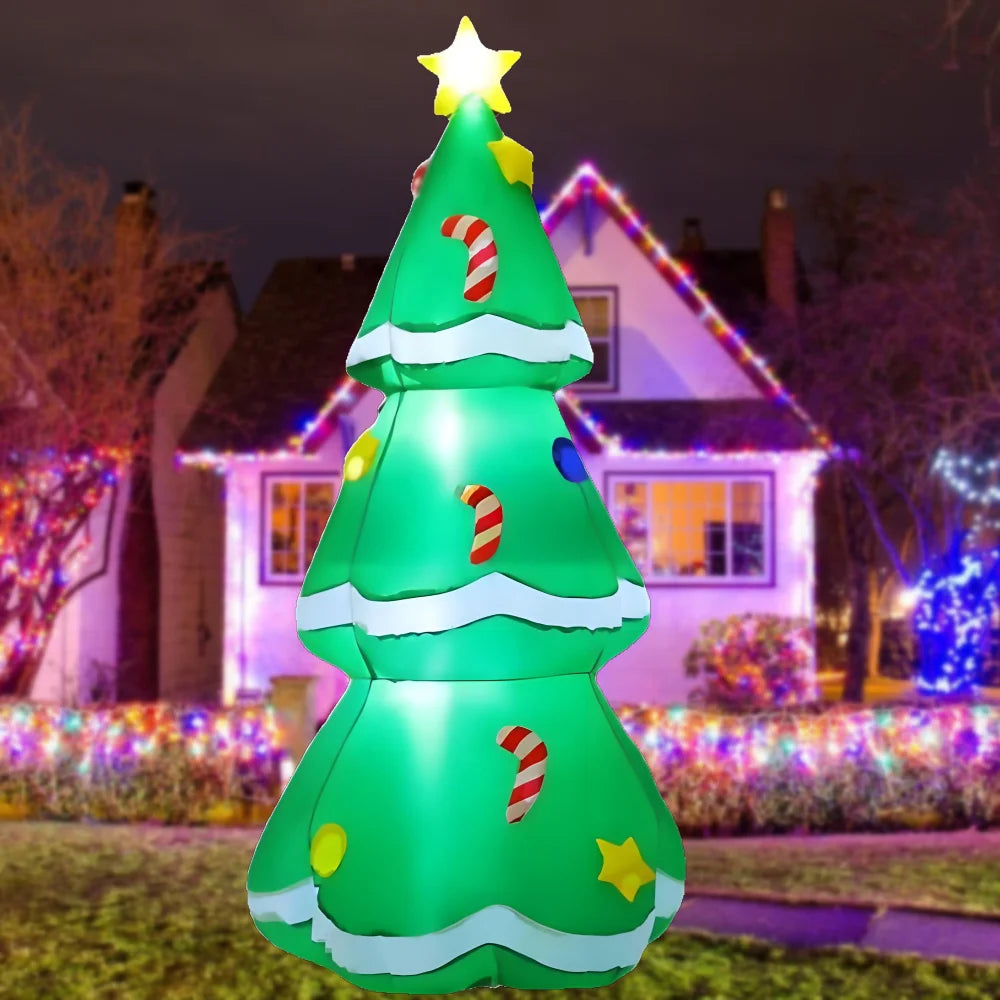 5FT Christmas Inflatable Xmas Tree Equipped with Christmas Music Lights Luminous Toy Home Outdoors Party Decor Festival Kid Gift