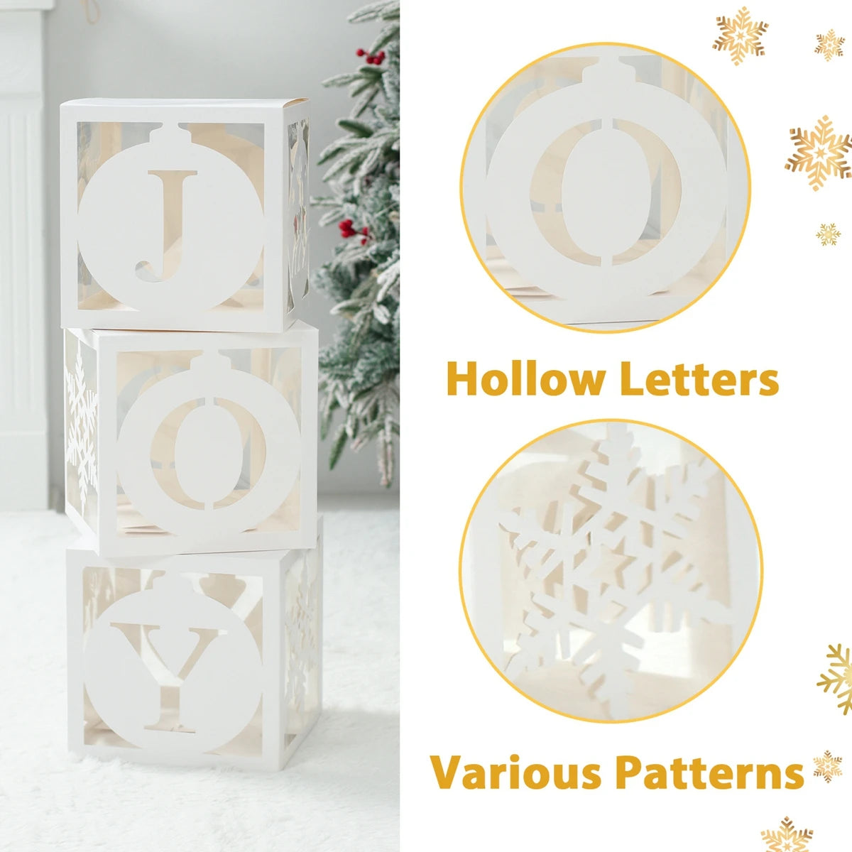 Christmas Box With Light String Hollow Letters Joy Merry Christmas Decoration 2023 for Home Xmas Ornaments Navidad New Year 2024