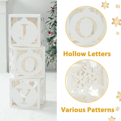 Christmas Box With Light String Hollow Letters Joy Merry Christmas Decoration 2023 for Home Xmas Ornaments Navidad New Year 2024