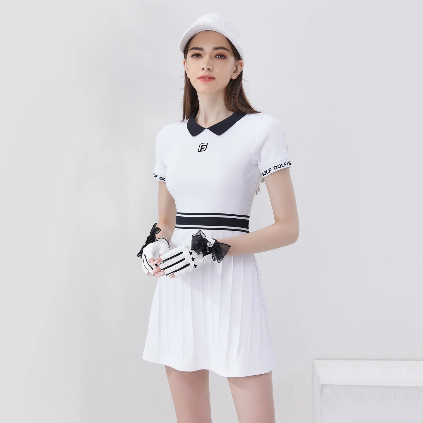 Golfist Women's Knitted Golf Dress Lapel Skirt