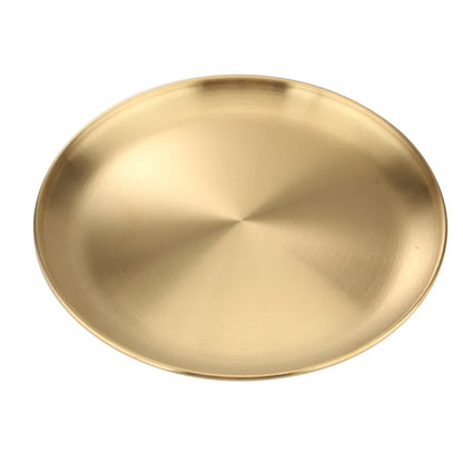 Korean stainless steel thickened disc Golden Cafe Tray Fruit Plate Cake Plate Bone Dish Dish Dish Shallow Plate