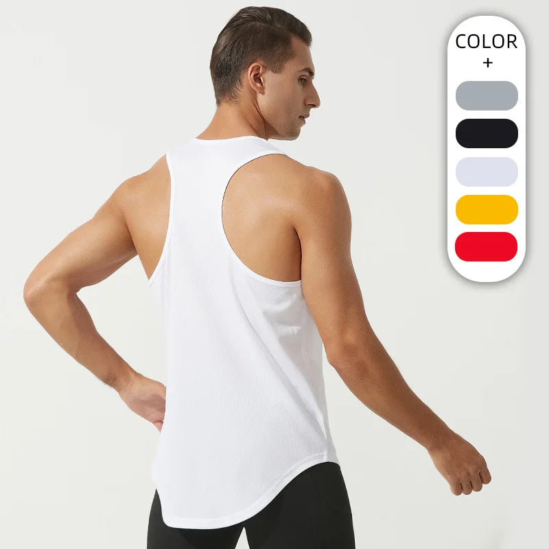 Solid Running T-shirts Men Sleeveless Shirt Fitness Vest Skinny Tee Tops Male Tights Rash Guards Football Soccer Jerseys Uniform