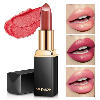 Professional Lips Makeup Waterproof Shimmer Long Lasting Pigment Nude Pink Mermaid Shimmer Lipstick Luxury Makeup Cosmetic